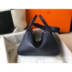 HERM Lindy 30cm Bag In Navy Blue   GHW - Image 2