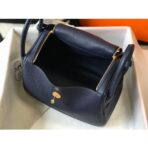 HERM Lindy 30cm Bag In Navy Blue   GHW - Image 8