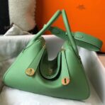 HERM Lindy 30cm Bag In Vert Criquet   GHW