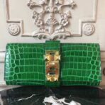 HERM Medor Clutch Bag In Bamboo Crocodile
