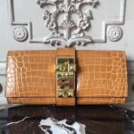 HERM Medor Clutch Bag In Camarel Embossed crocodile