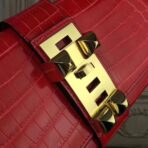 HERM Medor Clutch Bag In Cherry Embossed crocodile - Image 3