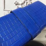 HERM Medor Clutch Bag In Blue Crocodile - Image 4