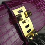 HERM Medor Clutch Bag In Fuchsia Crocodile - Image 4
