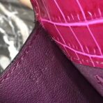 HERM Medor Clutch Bag In Fuchsia Crocodile - Image 6