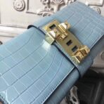 HERM Medor Clutch Bag In Ciel Embossed crocodile - Image 2