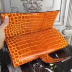 HERM Medor Clutch Bag In Orange Crocodile - Image 5