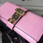 HERM Medor Clutch Bag In Pink Crocodile - Image 3