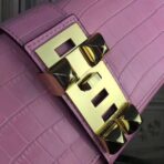 HERM Medor Clutch Bag In Pink Crocodile - Image 4