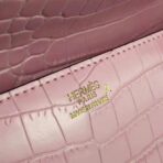 HERM Medor Clutch Bag In Pink Crocodile - Image 6