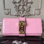 HERM Medor Clutch Bag In Pink Crocodile