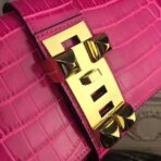HERM Medor Clutch Bag In Rose Red Crocodile - Image 3