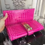 HERM Medor Clutch Bag In Rose Red Crocodile - Image 5