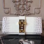 HERM Medor Clutch Bag In White Crocodile