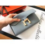 HERM Constance Long Wallet In Blue Lin - Image 5