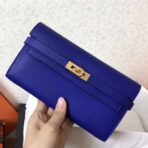 HERM Kelly Classic Long Wallet In Blue Electric