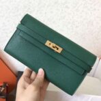 HERM Kelly Classic Long Wallet In Malachite