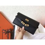 HERM Kelly Classic Long Wallet In Black - Image 8