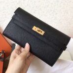 HERM Kelly Classic Long Wallet In Black