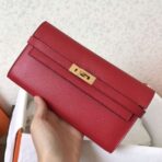 HERM Kelly Classic Long Wallet In Red