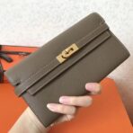 HERM Kelly Classic Long Wallet In Taupe