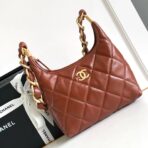 HOBO BAG 22 IN RED BROWN SHINY CALFSKIN GOLD HARDWARE - Image 2