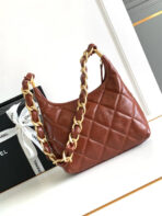 HOBO BAG 22 IN RED BROWN SHINY CALFSKIN GOLD HARDWARE - Image 5