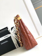 HOBO BAG 22 IN RED BROWN SHINY CALFSKIN GOLD HARDWARE - Image 6