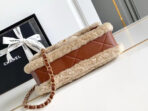 MEDIUM FLAP BAG 23 IN BEIGE WOOL AND GINGER ORANGE CALFSKIN GOLD HARDWARE - Image 4