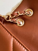 MEDIUM FLAP BAG 23 IN BEIGE WOOL AND GINGER ORANGE CALFSKIN GOLD HARDWARE - Image 7