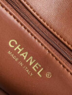 MINI FLAP BAG 18 IN BEIGE WOOL AND GINGER ORANGE CALFSKIN GOLD HARDWARE - Image 10