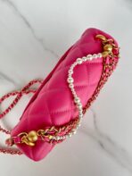 CC SMALL 20 FLAP BAG IN DEEP PINK CALFSKIN - Image 10