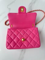 CC SMALL 20 FLAP BAG IN DEEP PINK CALFSKIN - Image 4