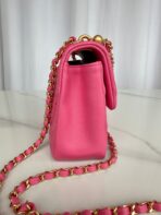 CC SMALL 20 FLAP BAG IN DEEP PINK CALFSKIN - Image 9