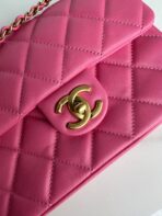 CC SMALL 20 FLAP BAG IN DEEP PINK CALFSKIN - Image 3
