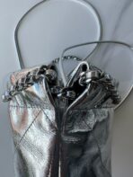 CC MINI 20 BAG IN SILVER METALLIC LAMBSKIN - Image 8