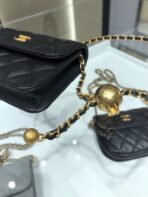 MINI FLAP BAG 12 IN BLACK QUILTED LAMBSKIN GOLD HARDWARE - Image 8