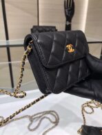 MINI FLAP BAG 12 IN BLACK QUILTED LAMBSKIN GOLD HARDWARE - Image 9