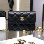 MINI FLAP BAG 12 IN BLACK QUILTED LAMBSKIN GOLD HARDWARE - Image 2