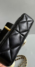 Mini Flap Bag 17cm Black Lamskin Gold Hardware - Image 4