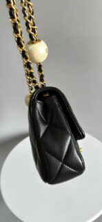 Mini Flap Bag 17cm Black Lamskin Gold Hardware - Image 5