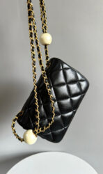 Mini Flap Bag 17cm Black Lamskin Gold Hardware - Image 6