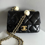 Mini Flap Bag 17cm Black Lamskin Gold Hardware - Image 2