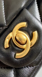 Mini Flap Bag 17cm Black Lamskin Gold Hardware - Image 7