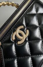 CC Vanity Case Pearl 17cm Black Lambskin Gold hardware - Image 9