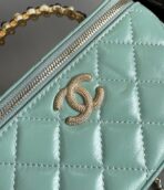 CC Vanity Case Pearl 17cm Aqua Blue Lambskin Gold hardware - Image 5