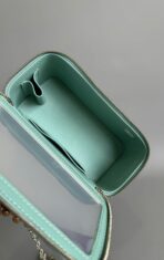 CC Vanity Case Pearl 17cm Aqua Blue Lambskin Gold hardware - Image 9