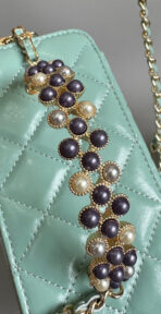 CC Vanity Case Pearl 17cm Aqua Blue Lambskin Gold hardware - Image 8