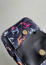 CC BACKPACK 18CM BLACK & MANY OTHER COLORS PRINTED FABRIC GOLD HARDWARE - Image 4
