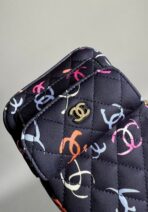 CC BACKPACK 18CM BLACK & MANY OTHER COLORS PRINTED FABRIC GOLD HARDWARE - Image 9
